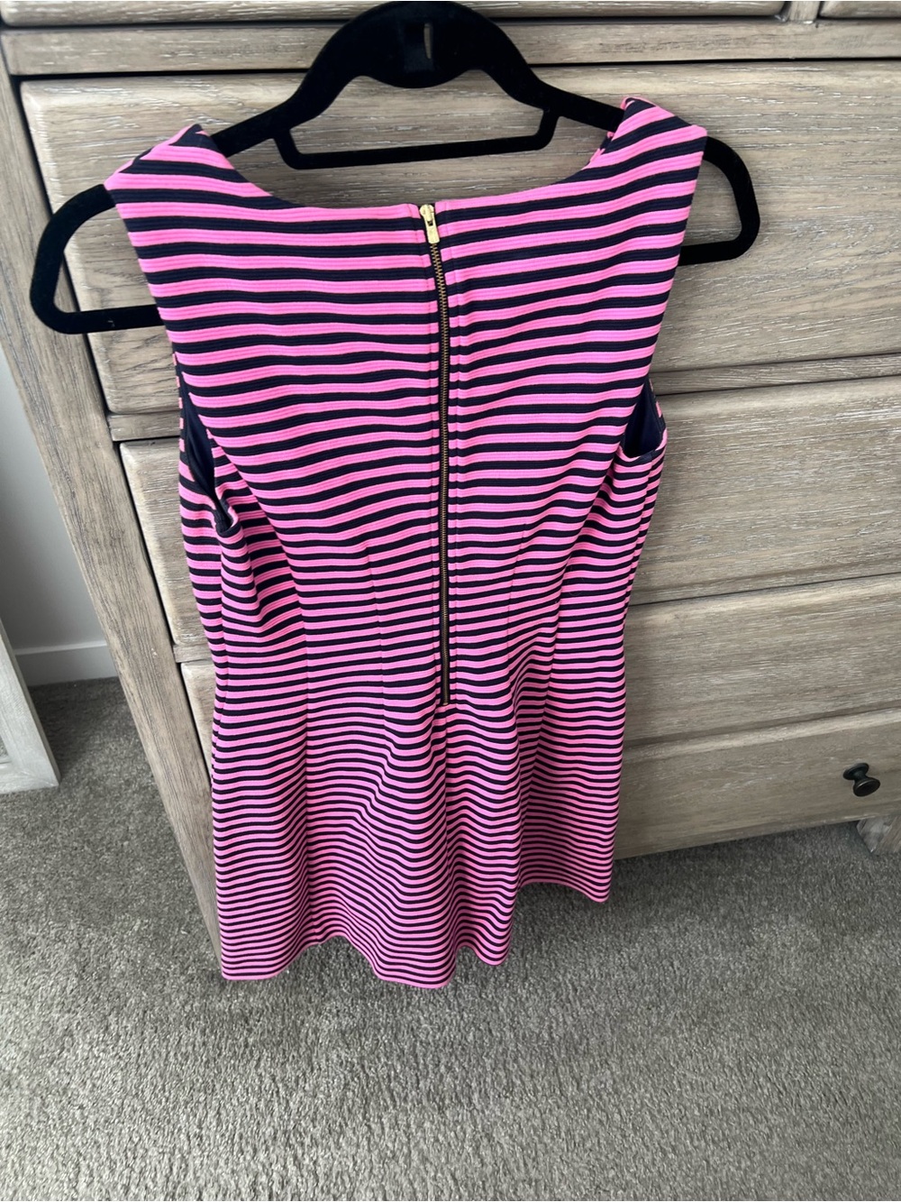 Lilly Pulitzer Pink and Navy Striped Fit-and-Flare Dress